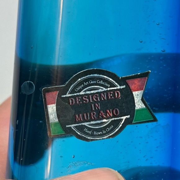 MURANO GLASS Blue Stretching Cat Figurine. - Picture 6 of 6